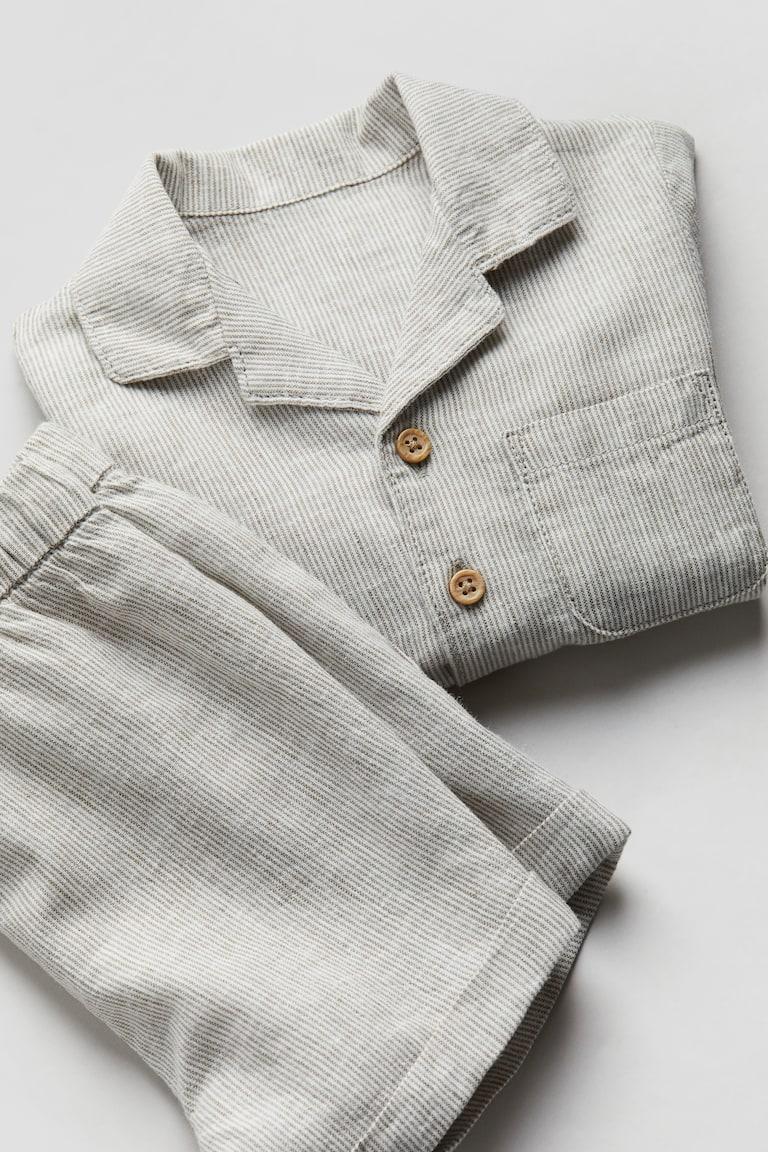 H&M Set 2 Pezzi In Misto Lino - Turchese/righe - BAMBINO