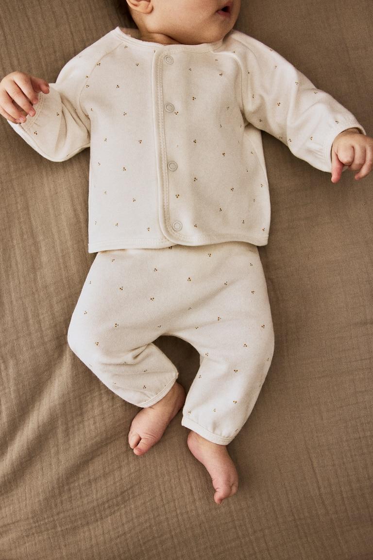 H&M Set 2 Pezzi In Morbidissimo Jersey Di Cotone - Bianco/fantasia - BAMBINO