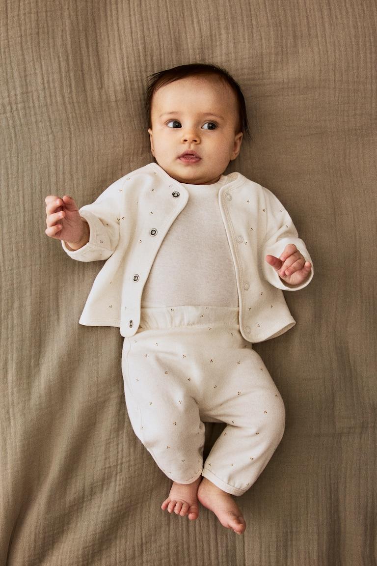 H&M Set 2 pezzi in morbidissimo jersey di cotone - Bianco/fantasia - BAMBINO