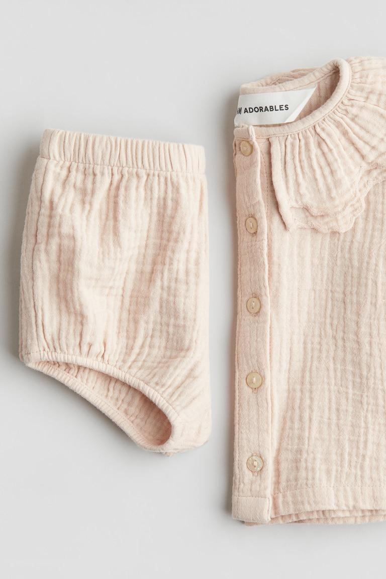 H&M Set 2 Pezzi In Mussola Di Cotone - Rosa Cipria - BAMBINO