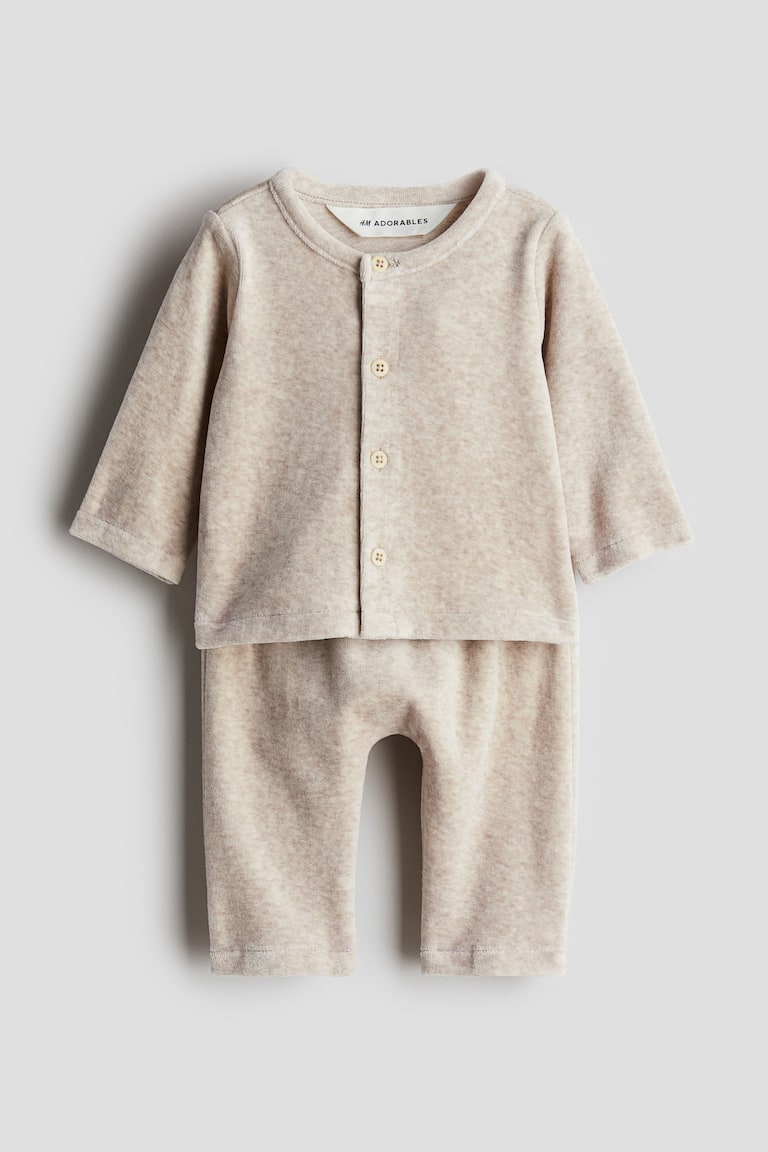 H&M Set 2 pezzi in velour - Grigio scuro mélange - BAMBINO