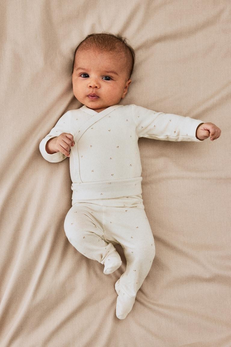 H&M Set 3 pezzi in cotone morbidissimo - Bianco/fantasia - BAMBINO