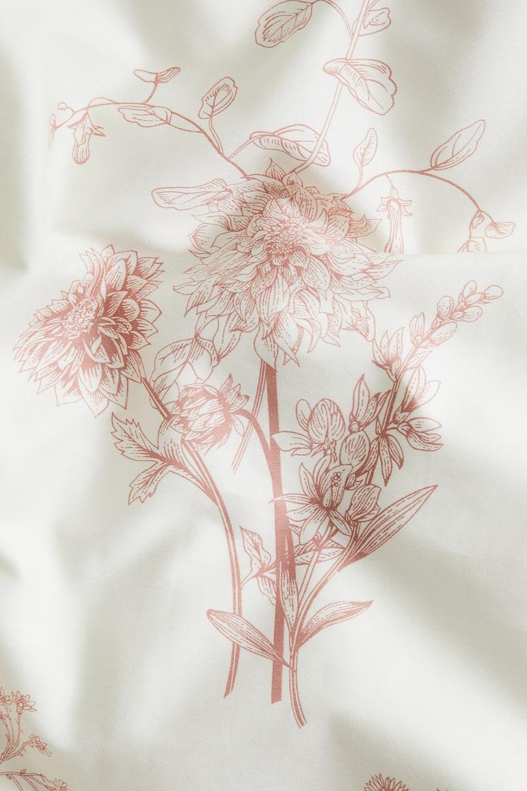 H&M Set Copripiumino Singolo In Rasatello Di Cotone - Beige Chiaro/fiori - HOME