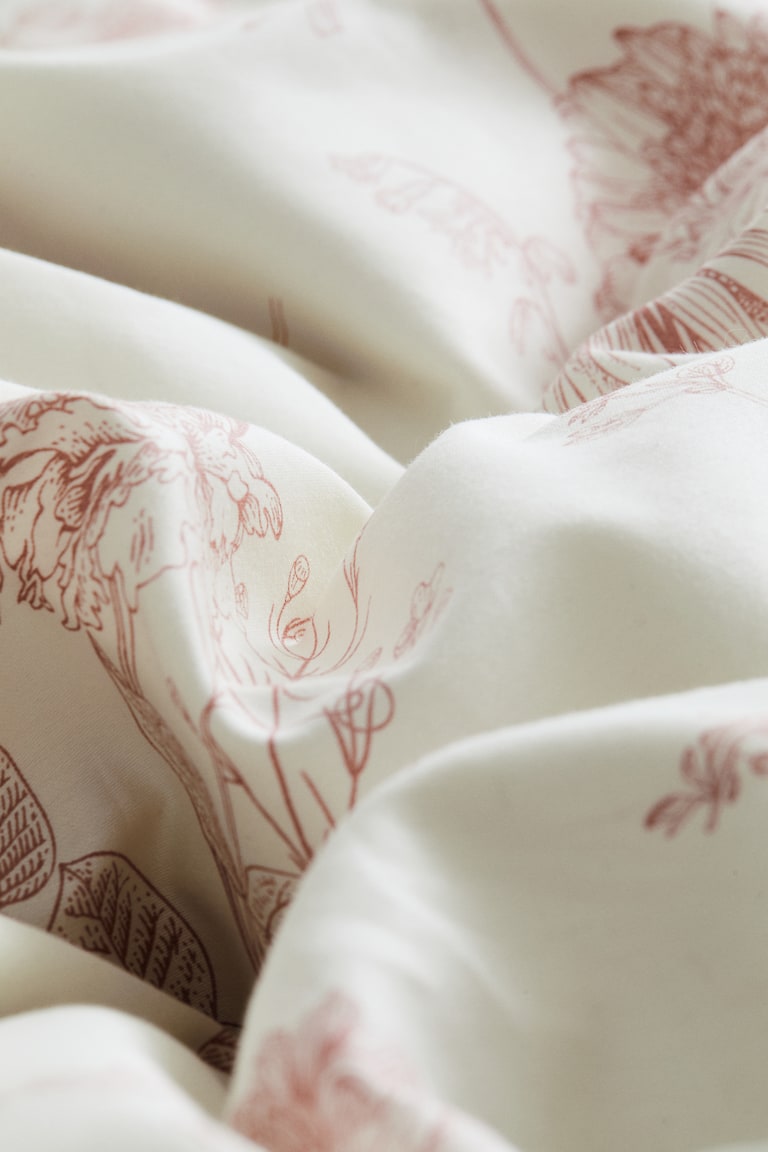 H&M Set Copripiumino Singolo In Rasatello Di Cotone - Nero/fiori - HOME