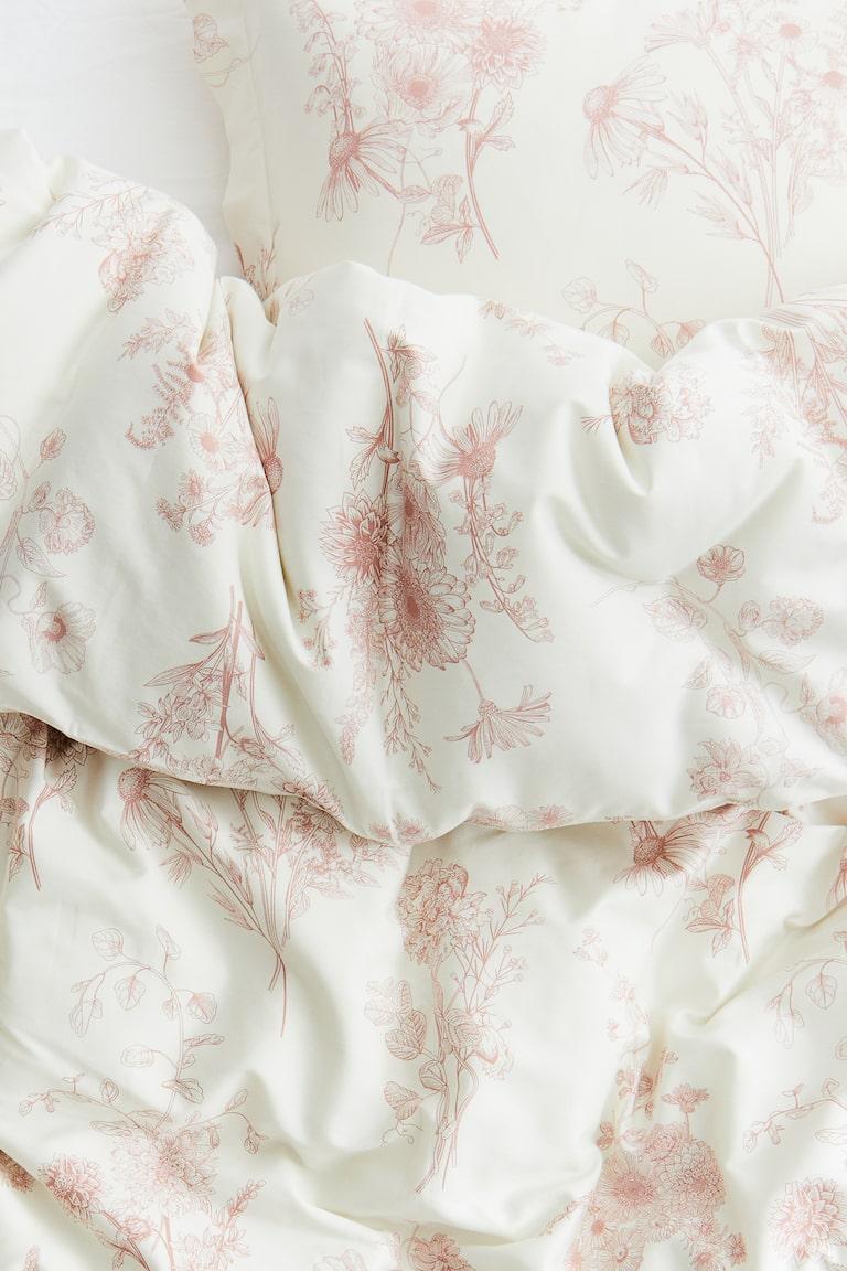 H&M Set Copripiumino Singolo In Rasatello Di Cotone - Rosa/fiori - HOME