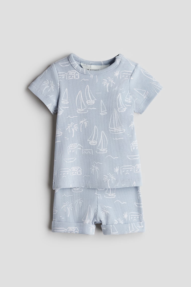 H&M Set in cotone a coste 2 pezzi - Turchese/vita marina - BAMBINO