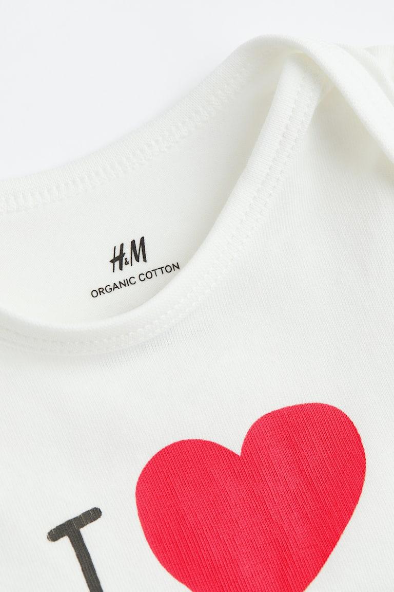 H&M Set In Jersey Di Cotone 2 Pezzi - Bianco/cuori - BAMBINO