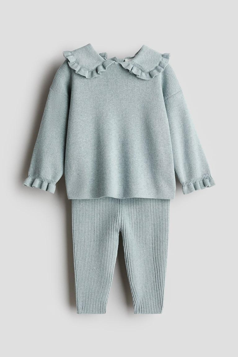 H&M Set in maglia di cotone a coste 2 pezzi - Bianco - BAMBINO