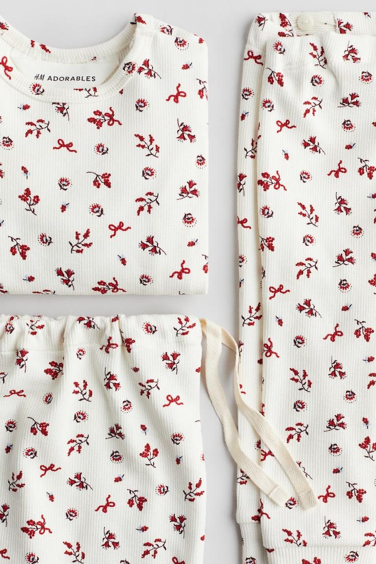 H&M Set Regalo Pigiama In Cotone - Crema/fiori - BAMBINO