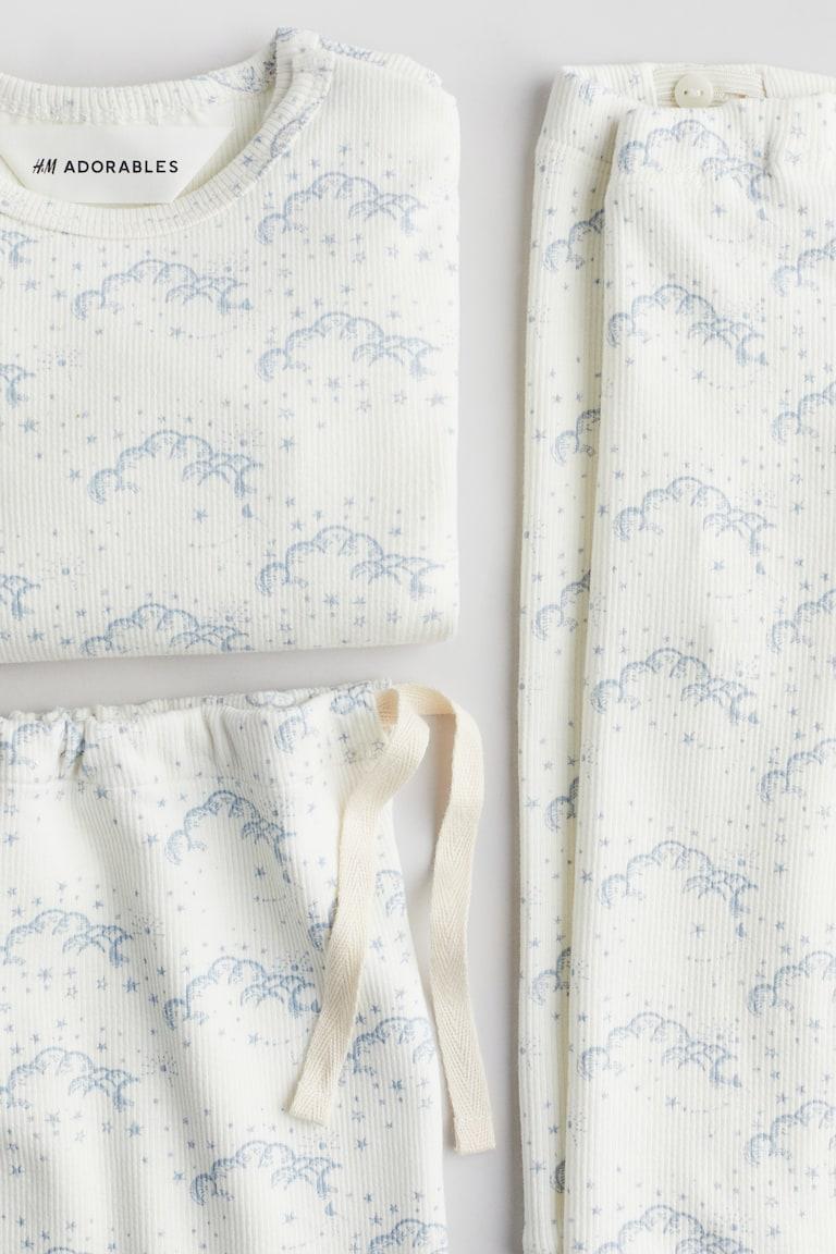 H&M Set Regalo Pigiama In Cotone - Crema/fiori - BAMBINO