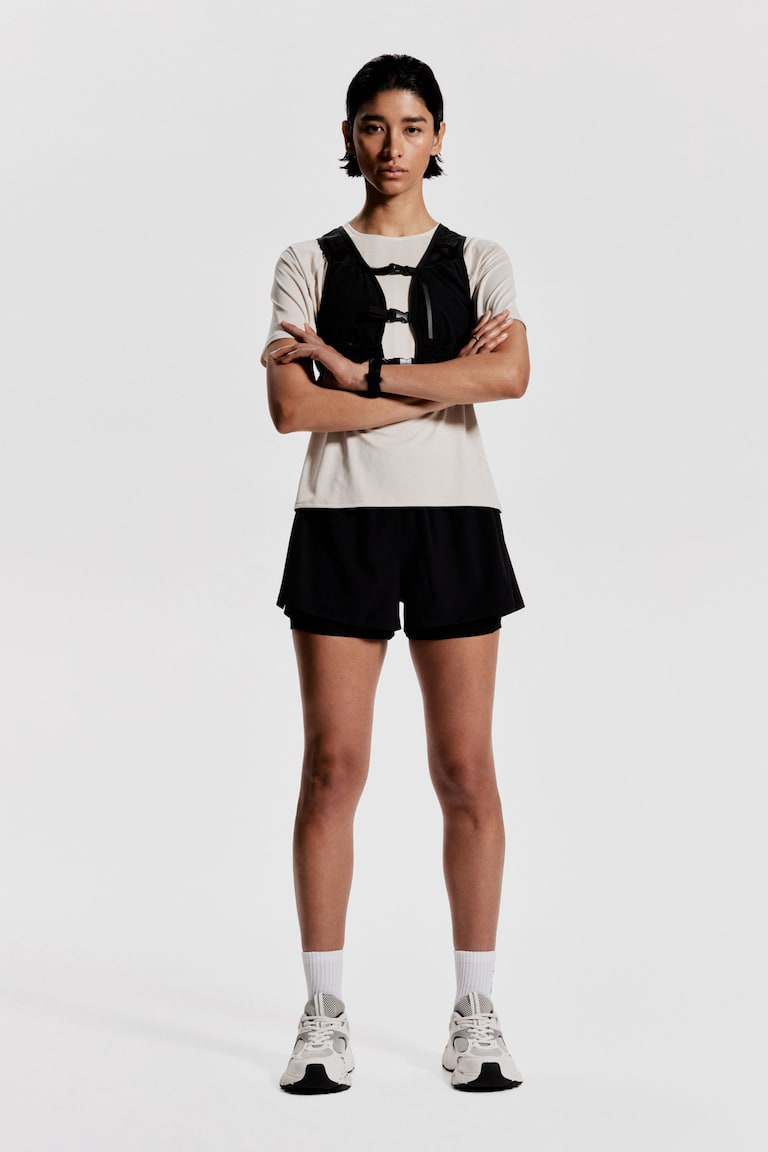 H&M Shorts Da Running In Tessuto Doppio Con DryMove™ - Beige Scuro - DONNA
