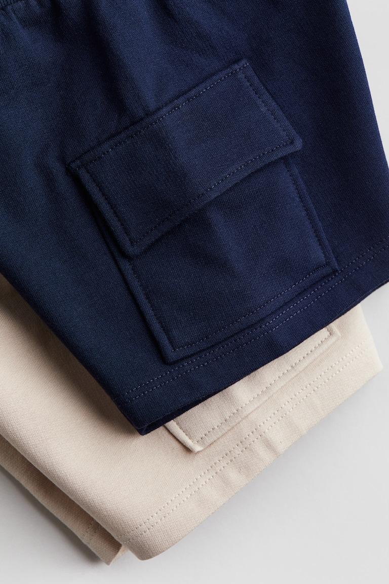 H&M Shorts In Felpa Modello Cargo 2 Pezzi - Grigio Scuro/verde Kaki Chiaro - BAMBINO