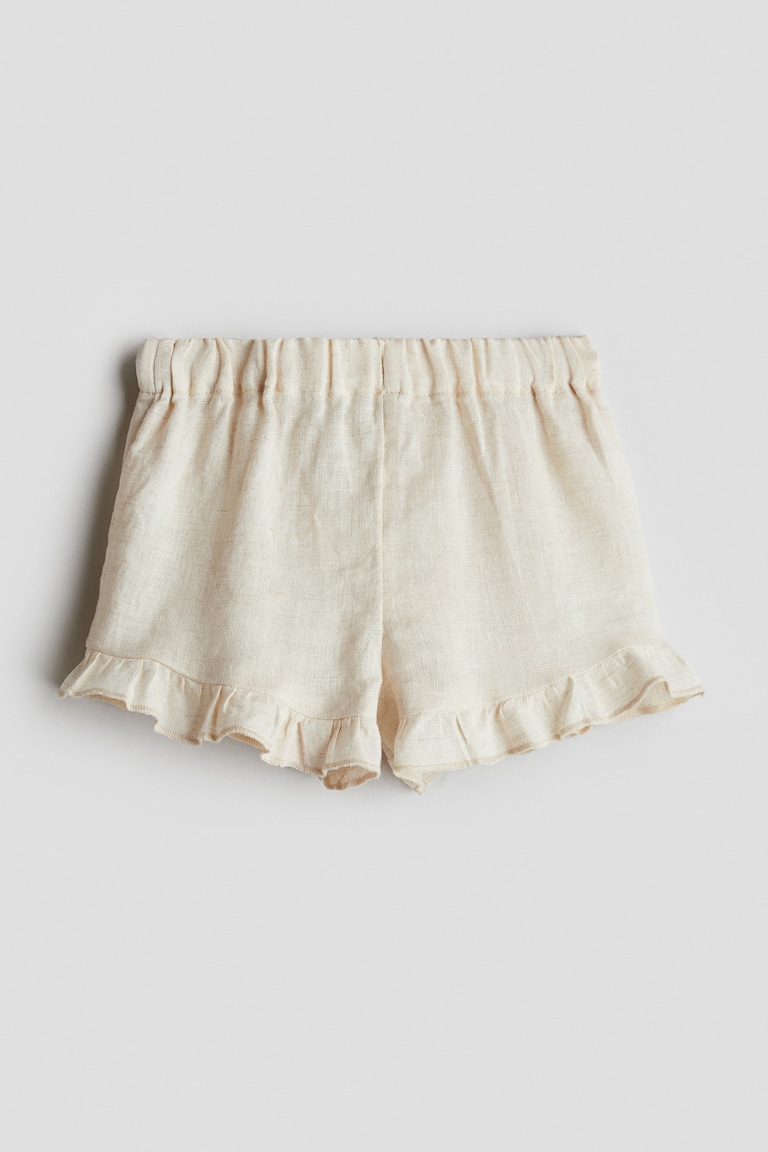 H&M Shorts in lino con bordo a volant - Beige chiaro - BAMBINO