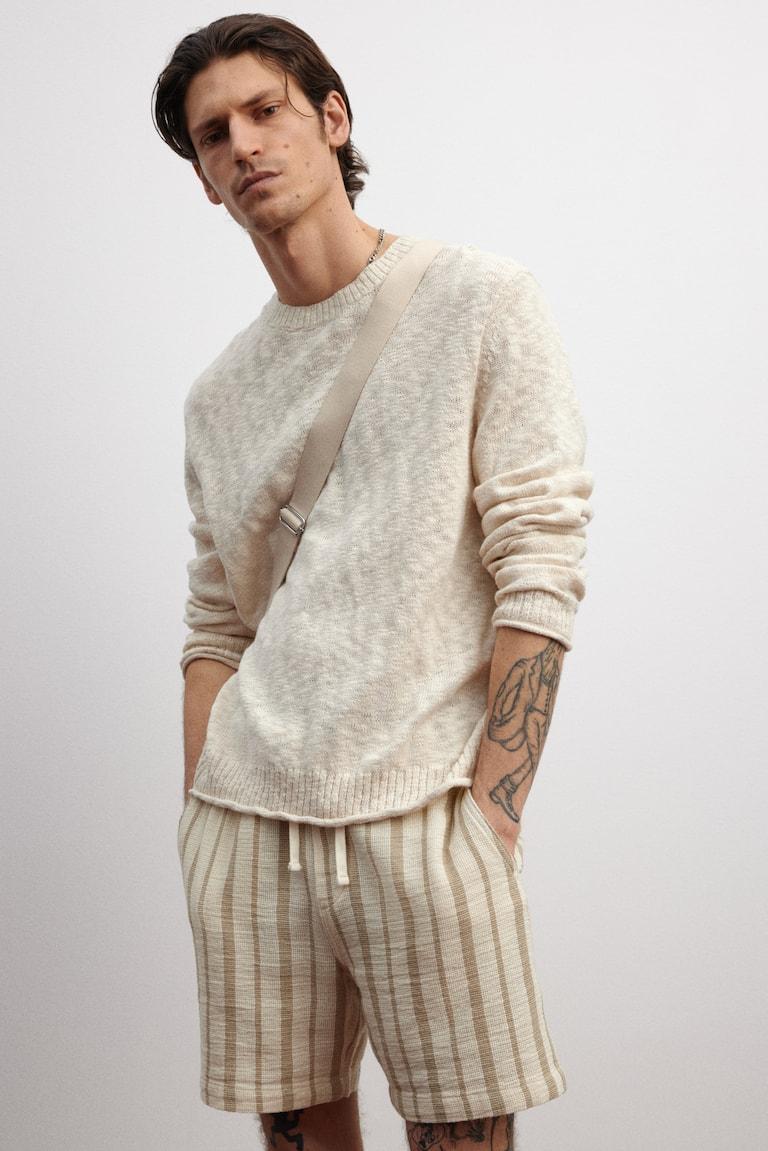 H&M Shorts in tessuto Regular Fit - Blu scuro/righe - UOMO