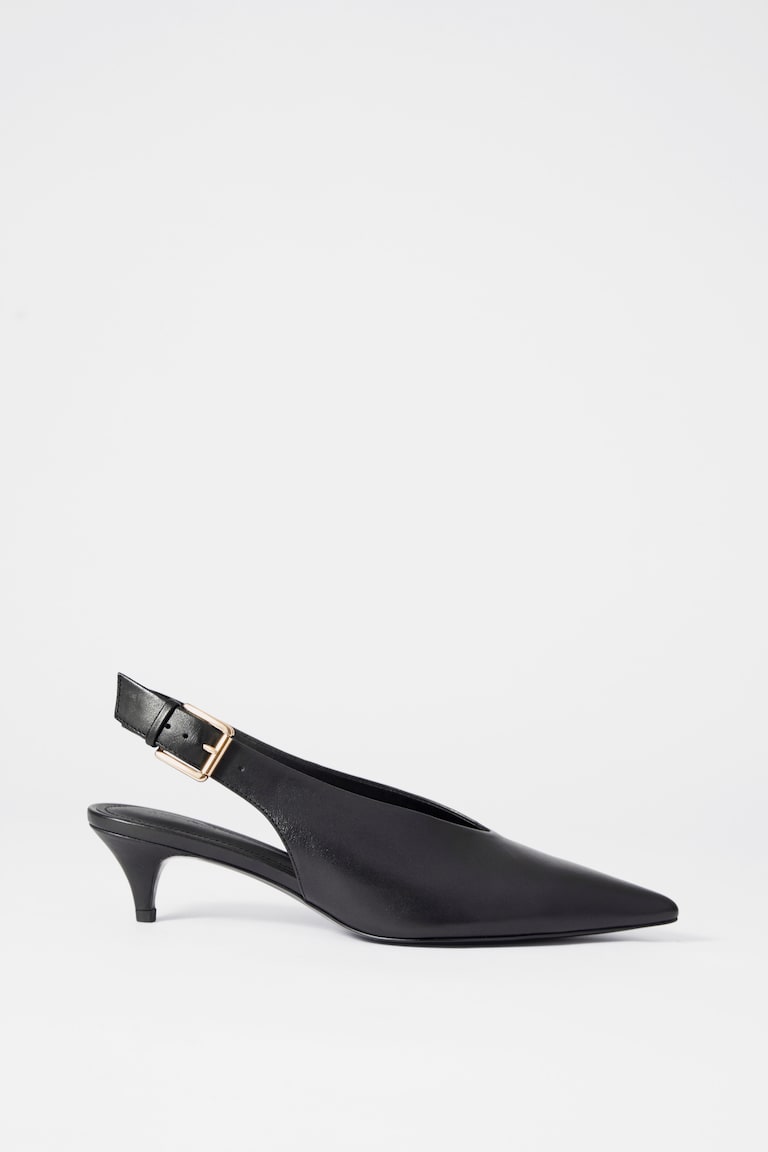 H&M Slingback In Pelle Con Kitten Heel - Pelle Scamosciata Leopardata - DONNA