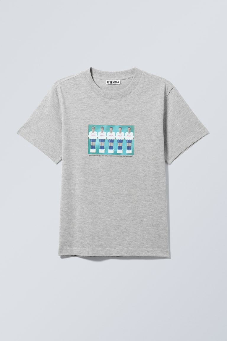 H&M T-shirt boxy con stampa grafica - Grigio chiaro – Fussball Team - UOMO