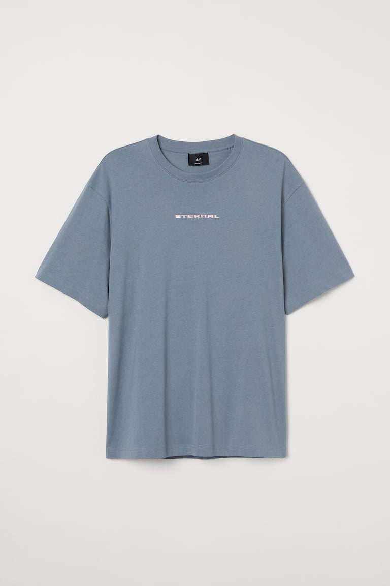 H&M T-shirt con stampa Loose Fit - Azzurro/Grand Lake - UOMO