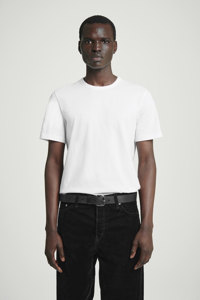 H&M T-SHIRT COTONE SPAZZOLATO LEGGERO TAGLIO REGOLARE - Bianco - UOMO