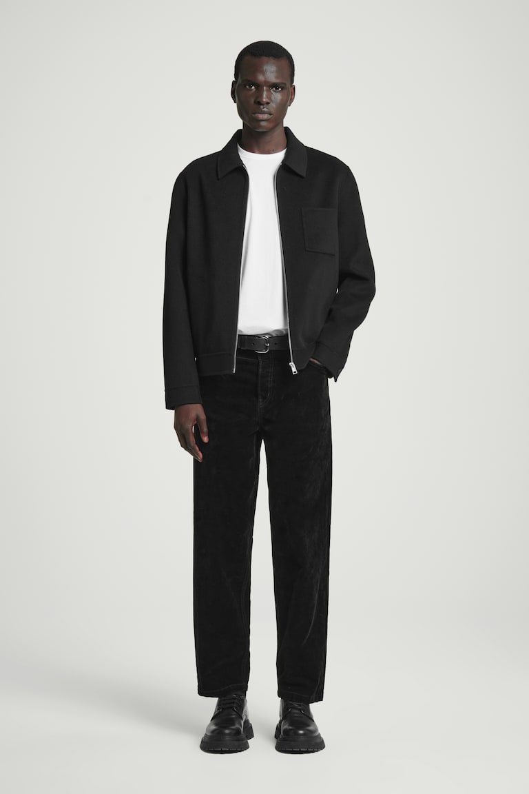 H&M T-SHIRT COTONE SPAZZOLATO LEGGERO TAGLIO REGOLARE - NERO - UOMO