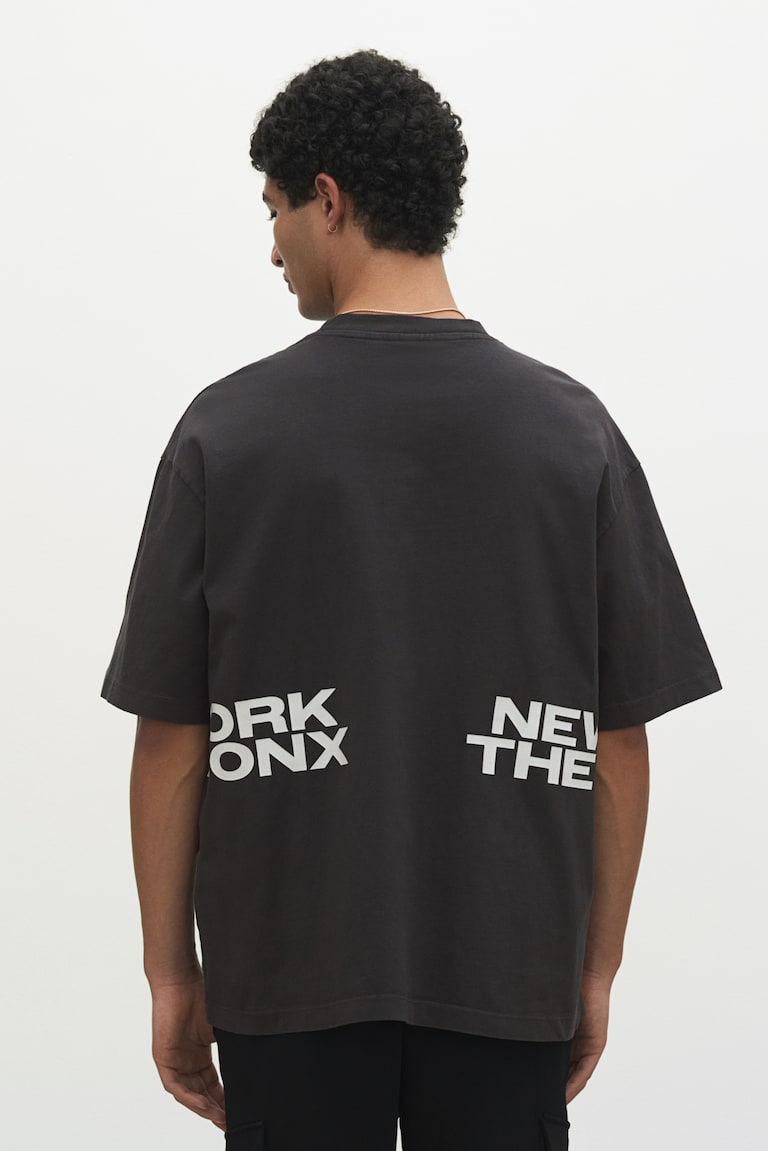 H&M T-shirt Effetto Lavato Loose Fit - Crema/New York - UOMO