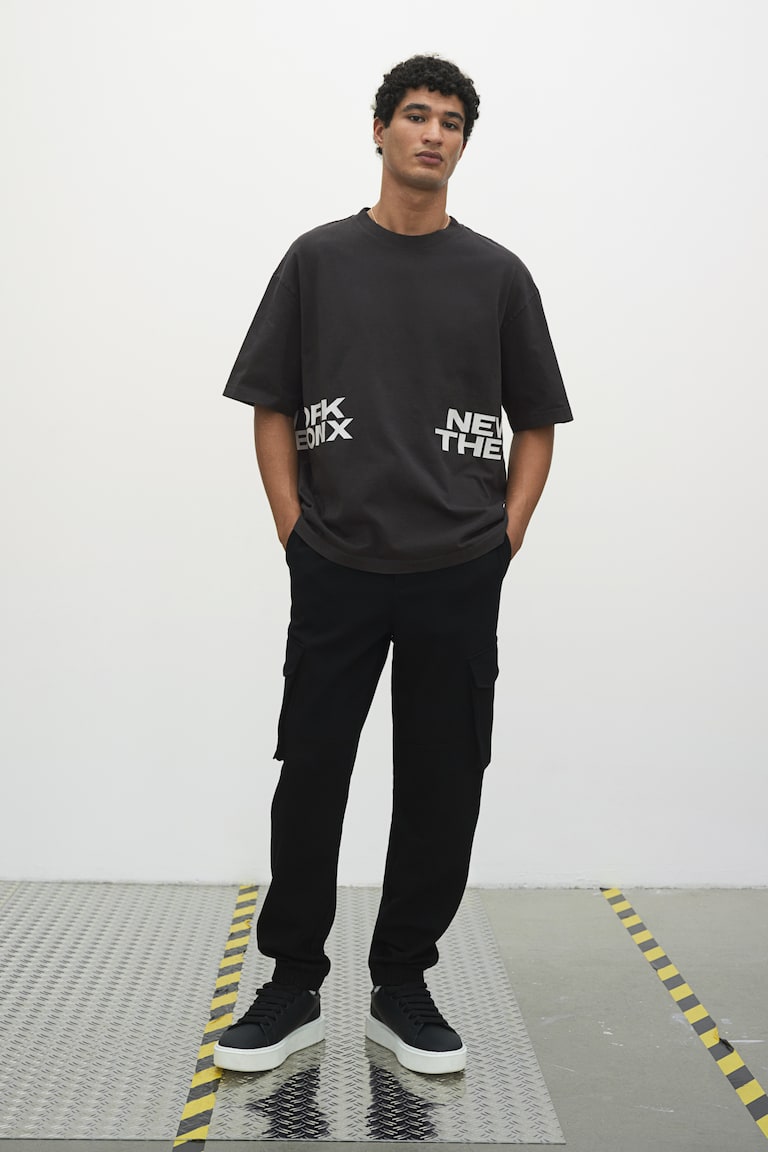 H&M T-shirt Effetto Lavato Loose Fit - Grigio Scuro/The Bronx - UOMO