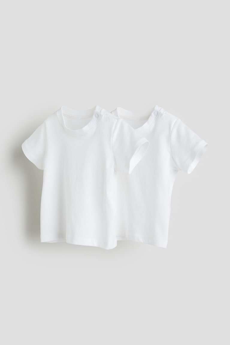 H&M T-shirt in cotone 2 pz - Verde polvere chiaro/bianco - BAMBINO