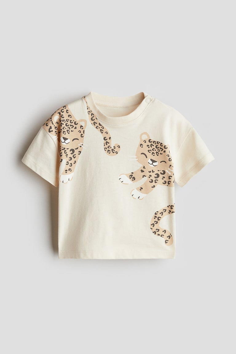 H&M T-shirt in cotone con stampa - Beige chiaro/fragole - BAMBINO