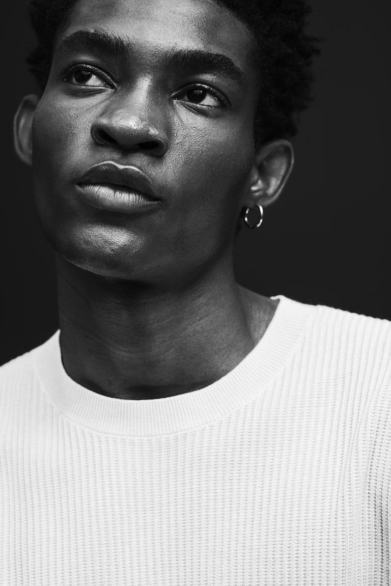 H&M T-shirt In Maglia A Costine Regular Fit - Nero - UOMO