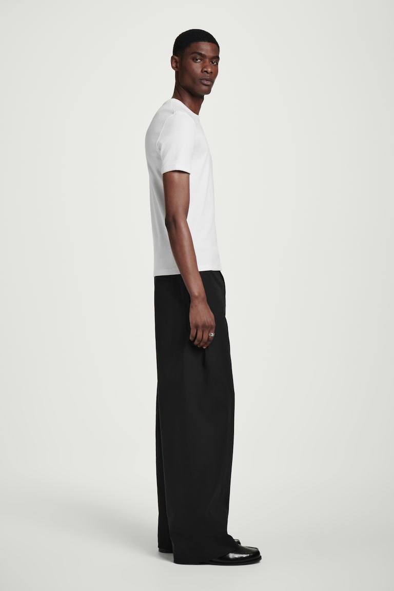 H&M T-SHIRT SLIM IN COTONE A COSTE - TALPA SCURO - UOMO