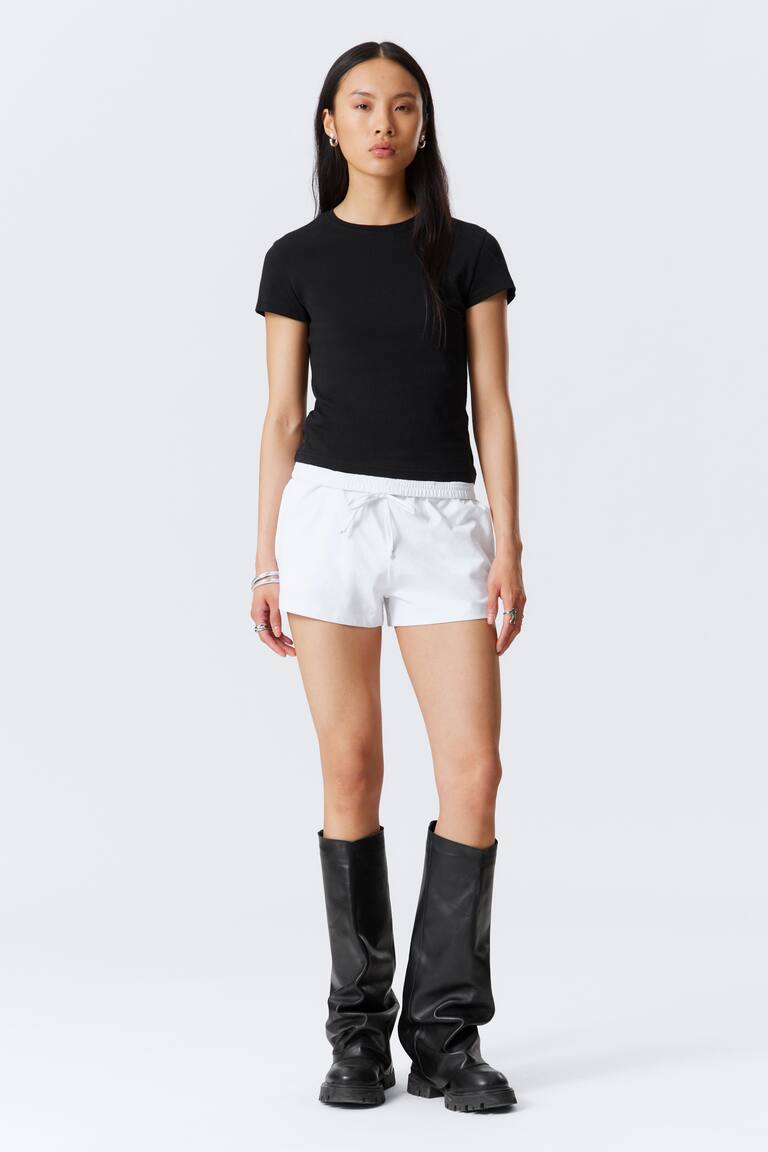 H&M T-shirt Slim In Cotone A Maniche Corte - Bianco Sporco - DONNA