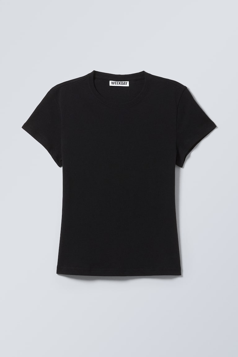 H&M T-shirt Slim In Cotone A Maniche Corte - Bianco Sporco - DONNA