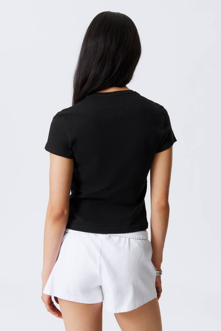 H&M T-shirt Slim In Cotone A Maniche Corte - Nero - DONNA