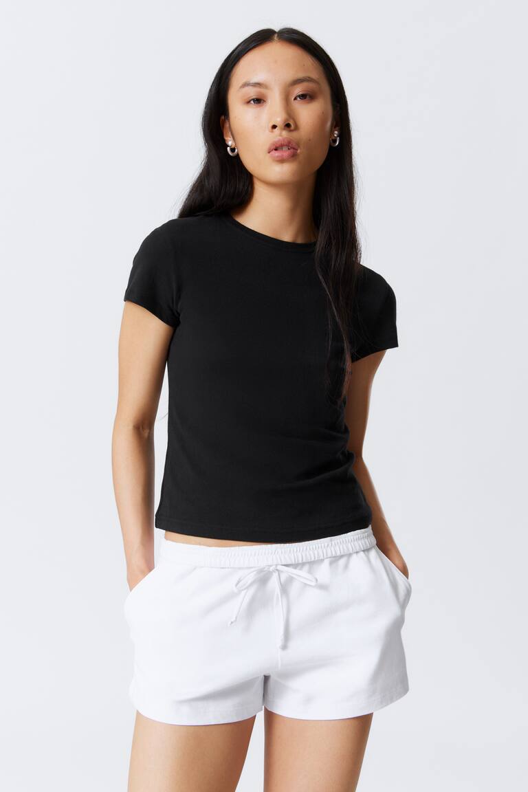 H&M T-shirt slim in cotone a maniche corte - Verde kaki - DONNA