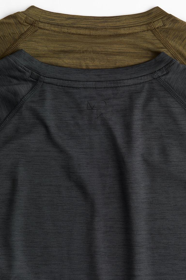 H&M T-shirt Sportive Muscle Fit Con DryMove™ 2 Pezzi - Grigio Mélange/nero - UOMO