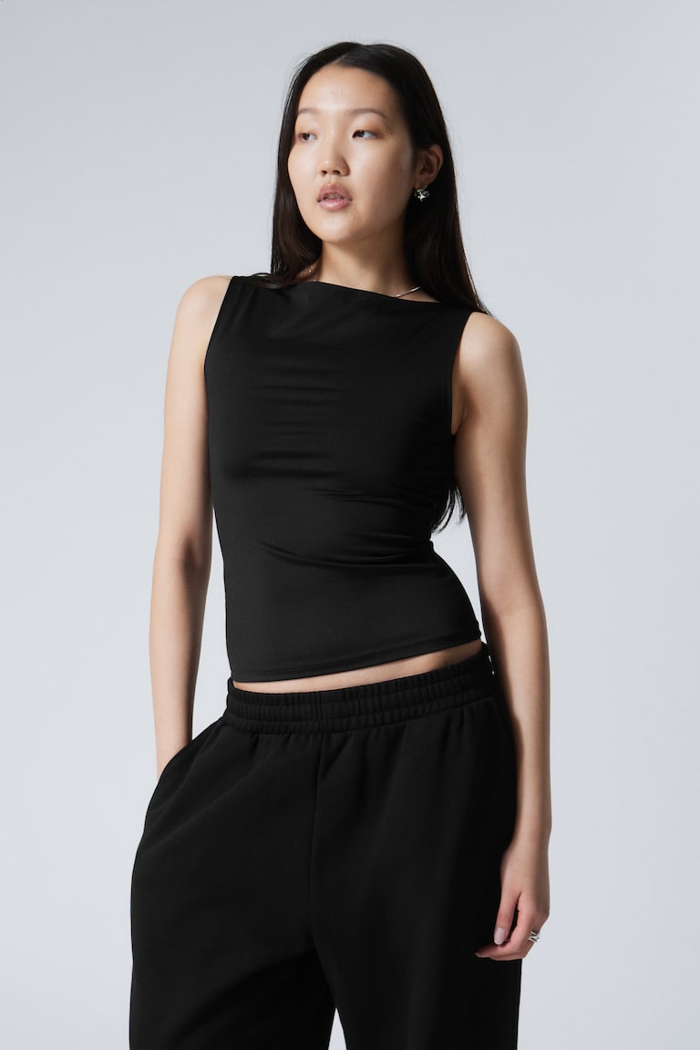 H&M Top Annie con scollo a barchetta senza maniche - Marrone polvere - DONNA