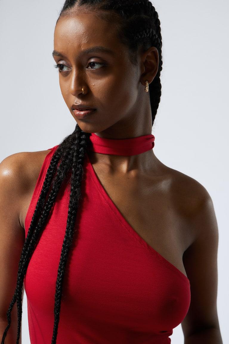 H&M Top Monospalla In Lyocell Con Fiocco - Rosso - DONNA