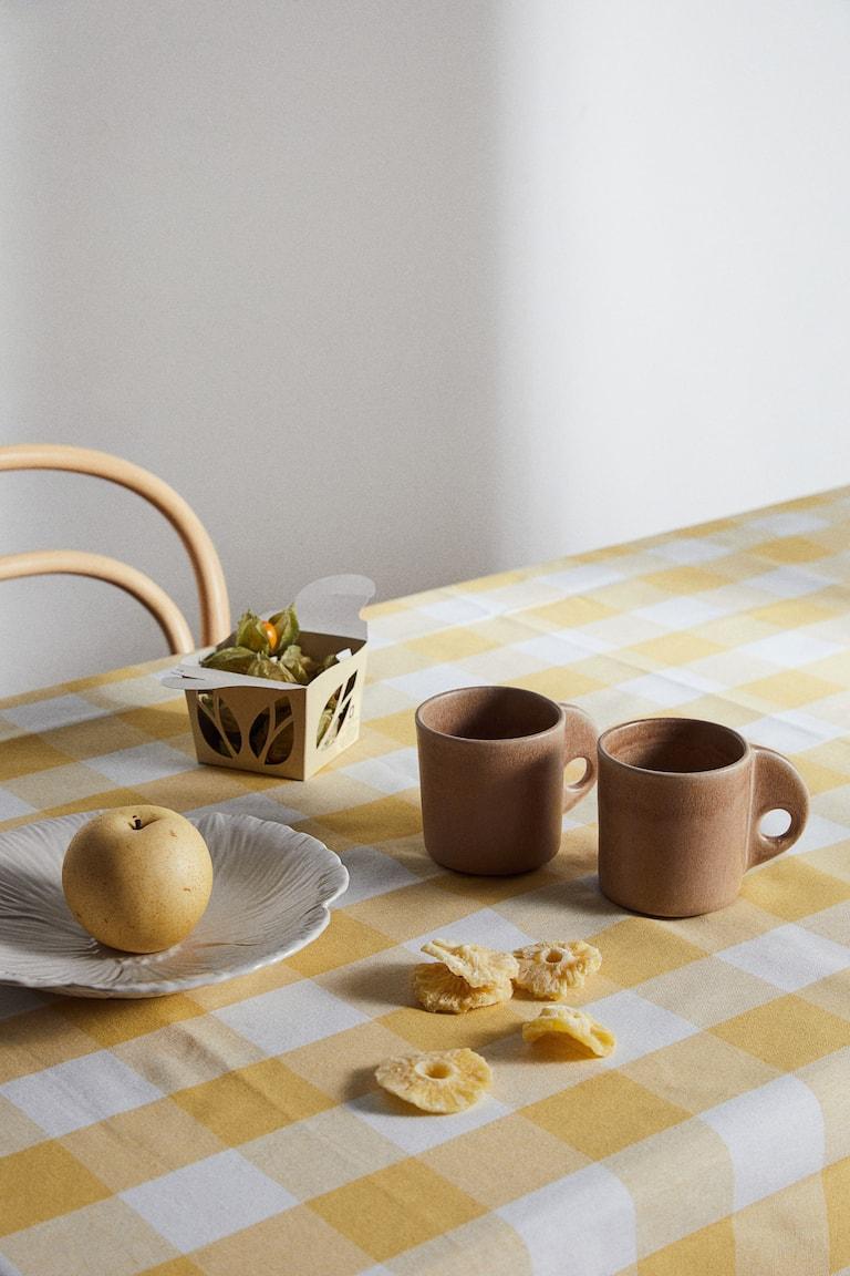 H&M Tovaglia in cotone fantasia - Marrone scuro/quadretti vichy - HOME