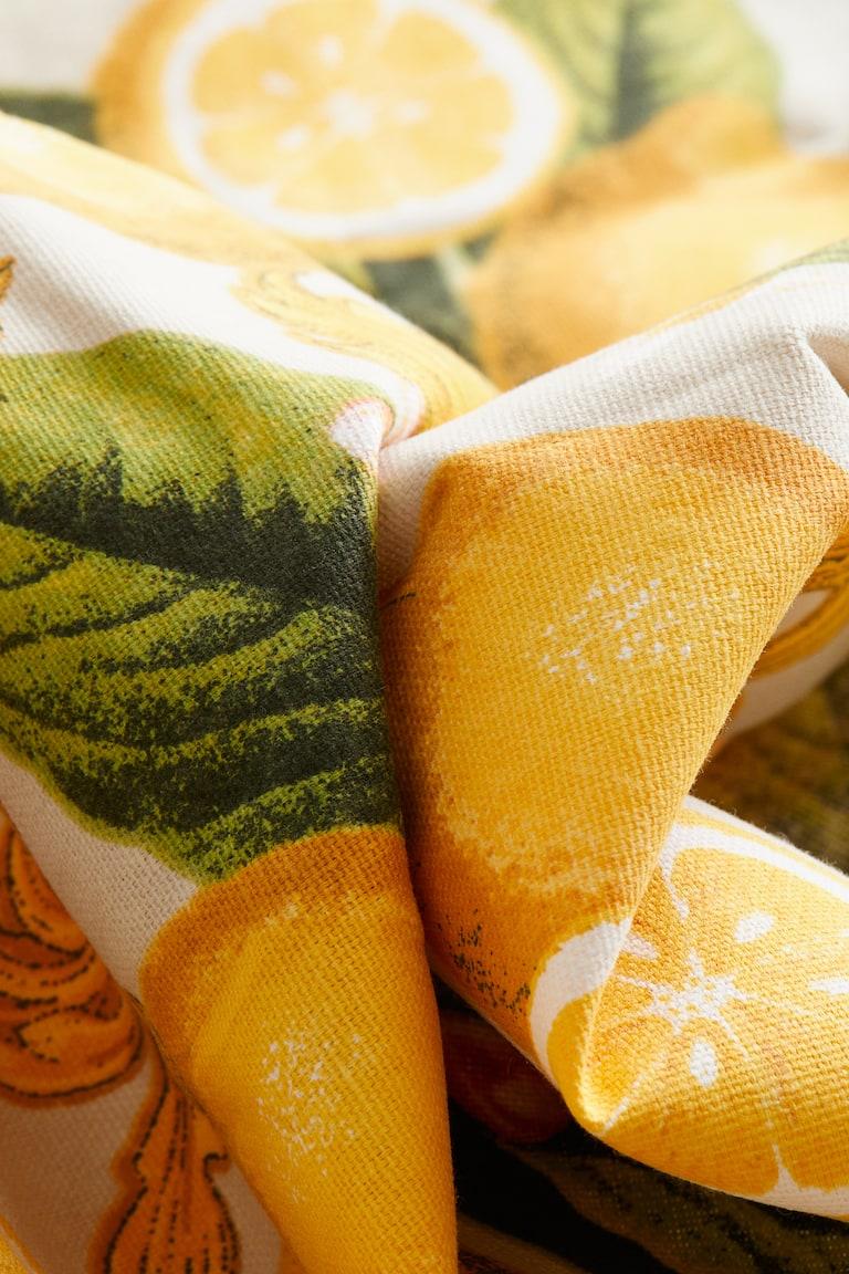 H&M Tovaglia Rotonda Idrorepellente - Beige Chiaro/limoni - HOME