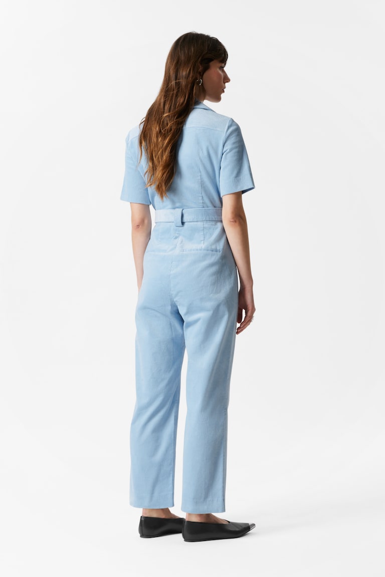 H&M Tuta In Velluto A Coste Con Cintura - Giallo Chiaro - DONNA