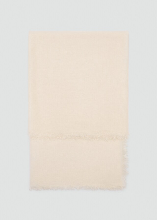 Mango Foulard In Misto Lino Con Finiture Sfrangiate