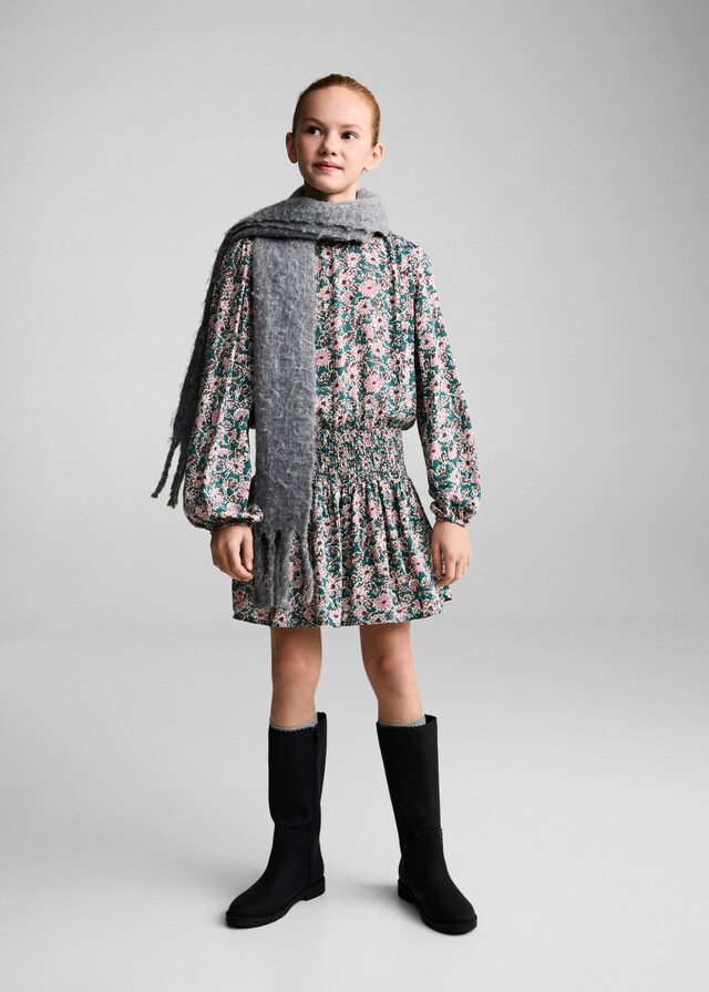 Mango Abito Fiori Dettaglio Increspato