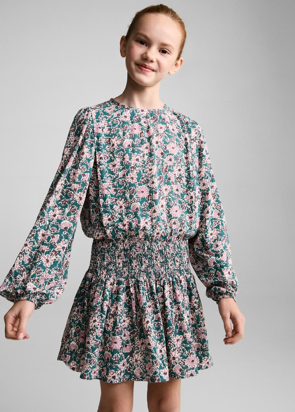 Mango Abito fiori dettaglio increspato