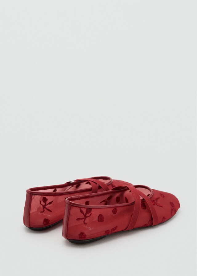 Mango Ballerine Fasce Incrociate Fiori Ricamati