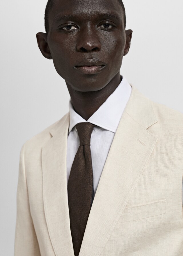 Mango Blazer Completo Amalfi 100% Lino Slim-fit