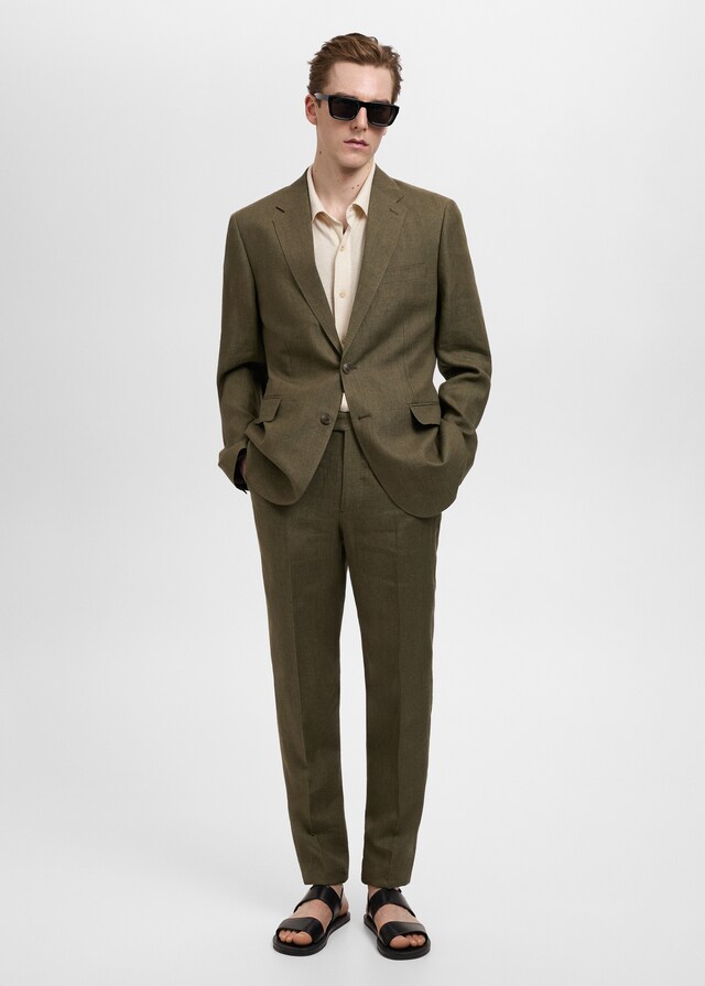 Mango Blazer Completo Amalfi 100% Lino Slim-fit