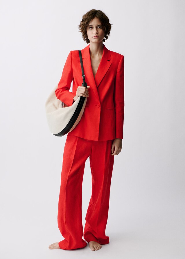 Mango Blazer Completo Lino Doppia Abbottonatura