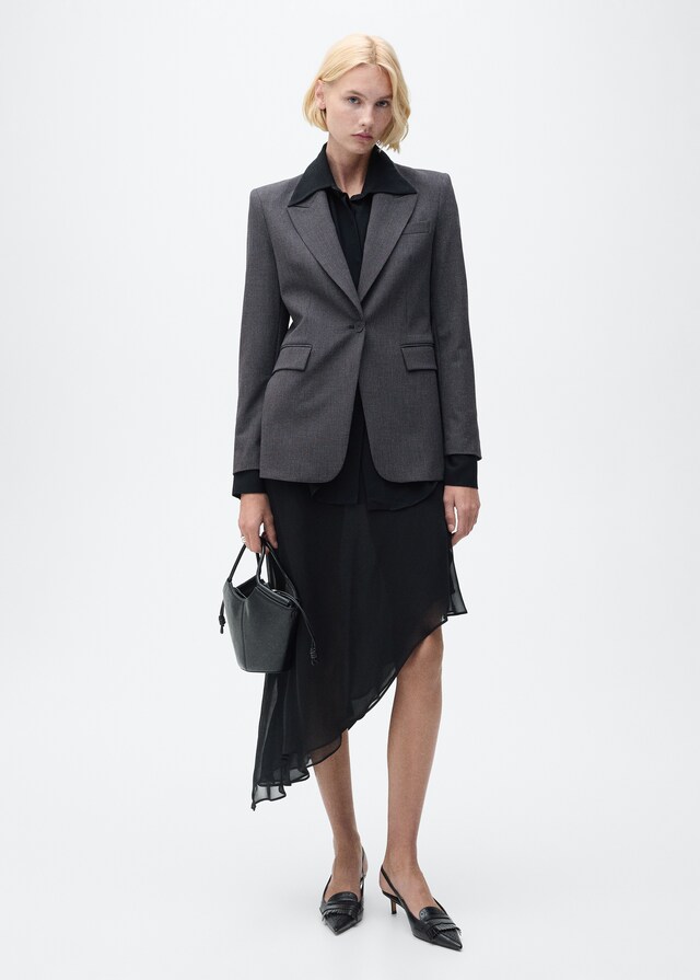 Mango Blazer Diritto Micro Pied-de-poule