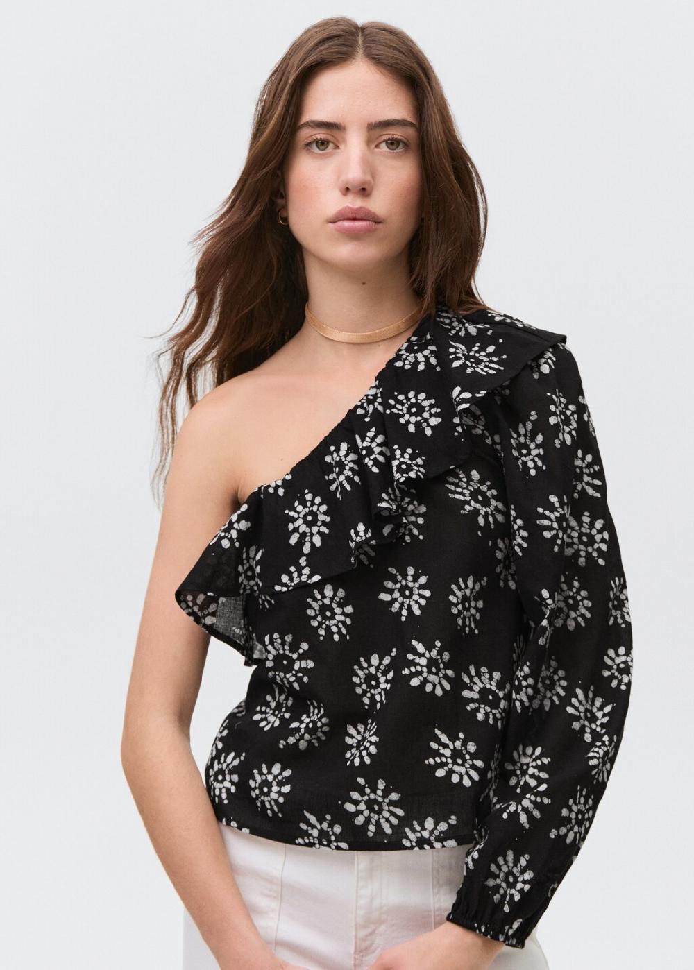 Mango Blusa asimmetrica stampata