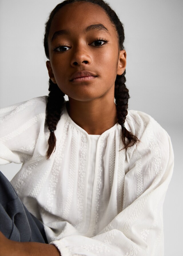 Mango Blusa Cotone Dettagli Ricamati