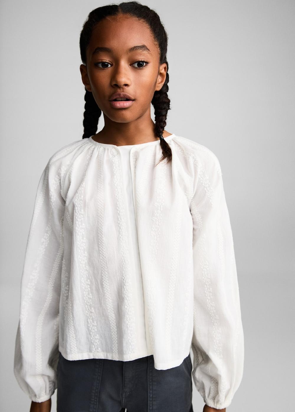 Mango Blusa cotone dettagli ricamati